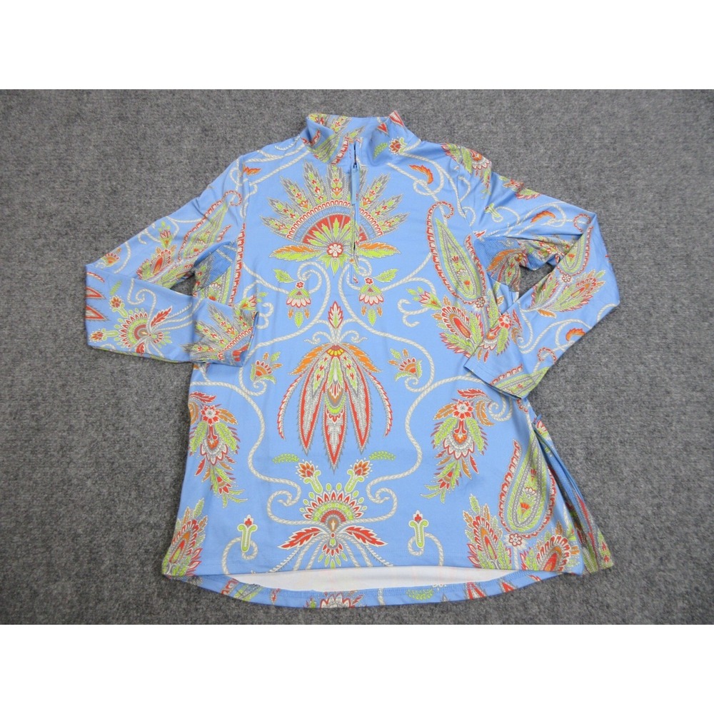 Gretchen Scott Jock Girl Top Womens Small Blue 1/2 Zip Golf Athletic Ladies